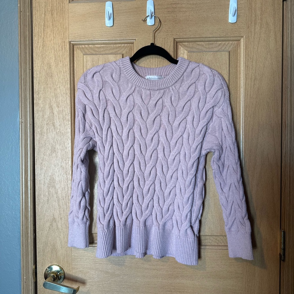Philosophy Cable Knit Sweater-pink